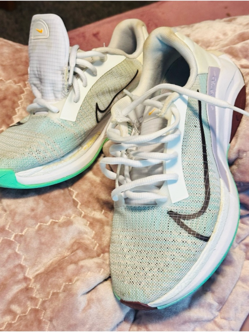 Nike Women’s White and Teal Athletic Running Shoes
